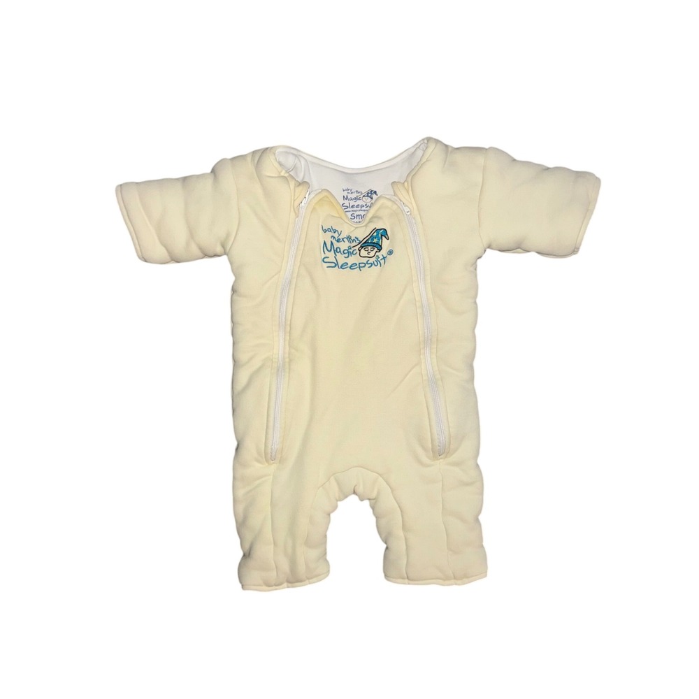 Baby Merlin's Magic Sleepsuit Small 3-6 Months 12-18 lbs Cream Stain on Neckline